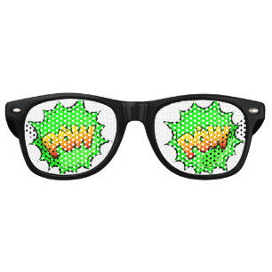 Comic Pop Art Yellow Green POW Novelty Funny Joke Retro Sunglasses