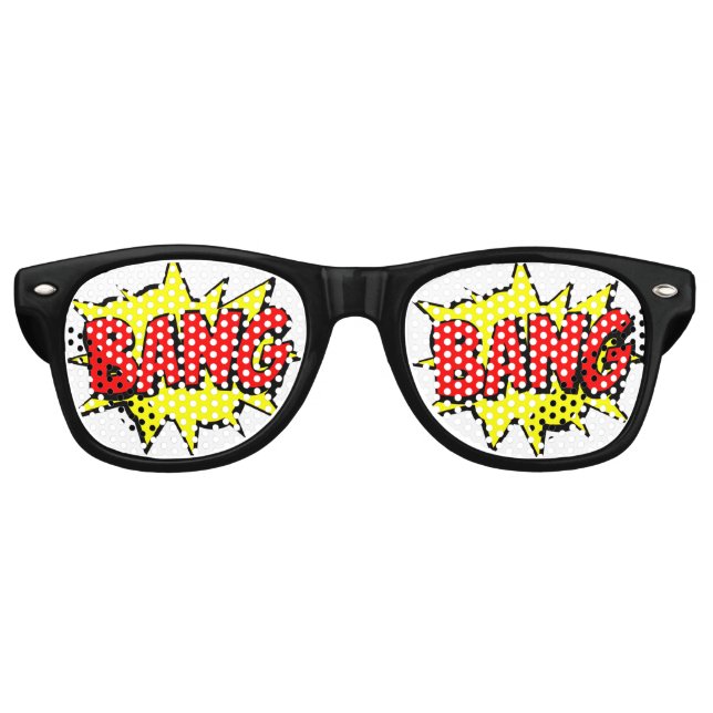 Comic Pop Art Yellow Red BANG Novelty Funny Joke Retro Sunglasses (Front)