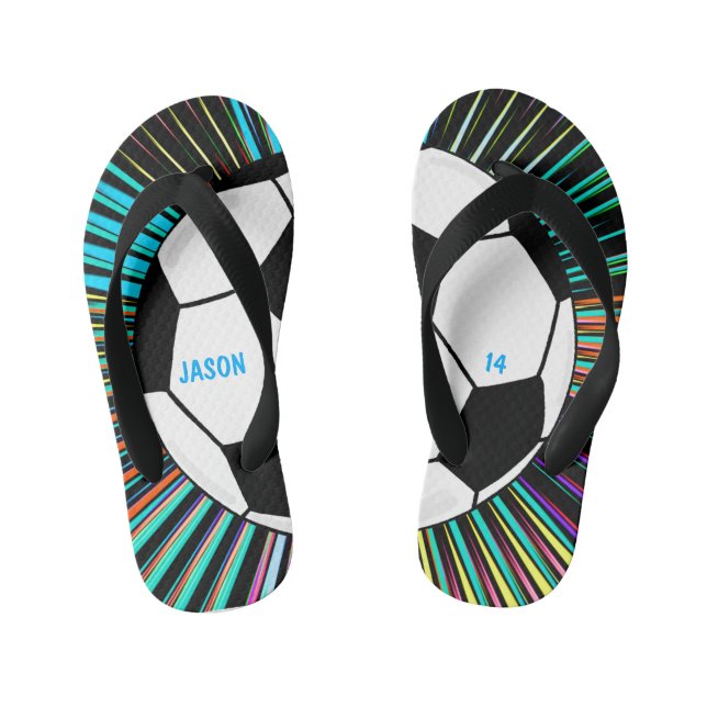 Comic Pop Soccer Ball Customized Sports Kid's Flip Flops (Footbed)