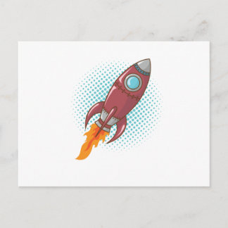 Comic Rakete Raumschiff Weltall Flugkörper Postcard