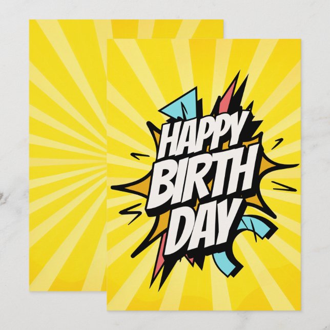 Comic Retro Happy Birthday! Invitation (Front/Back)