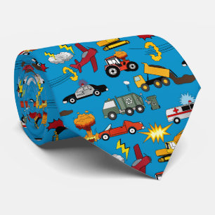 Comic Retro Trucks Cars Vehicles Airplanes Tie