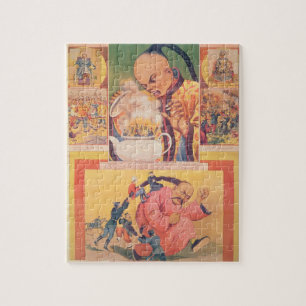 Comic Russian poster satirizing the Europeans in C Jigsaw Puzzle