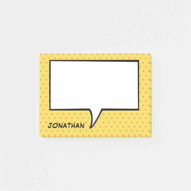 Comic Speech Bubble Personalized Custom Colour Post-it Notes (Front)