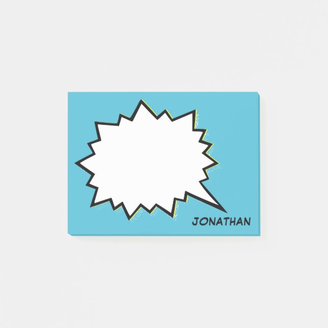 Comic Speech Bubble Personalized Custom Colour Post-it Notes (Front)