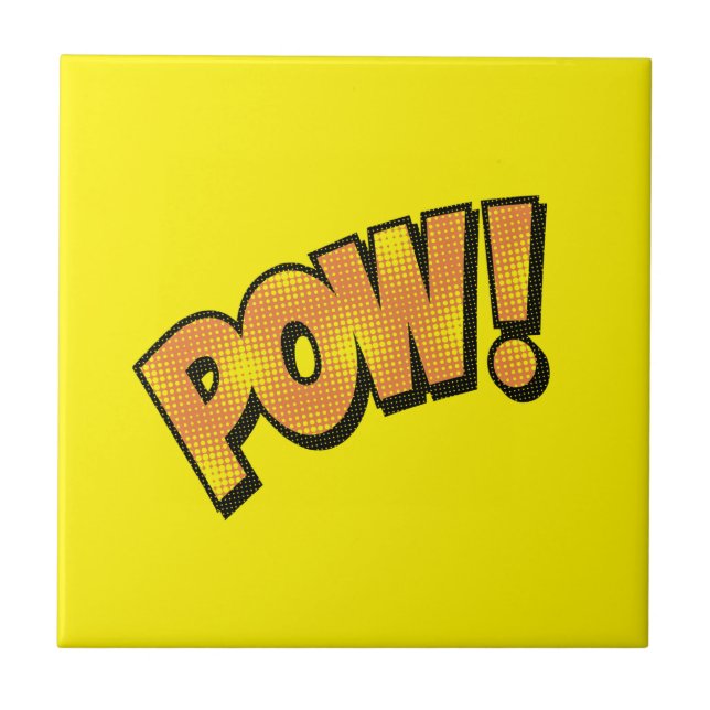 Comic Speech Bubbles Ceramic Tile Pow - Your Colou (Front)