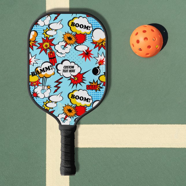Comic Strip BAMM BOOM Custom Text Action Bubble Pickleball Paddle (Creator Uploaded)