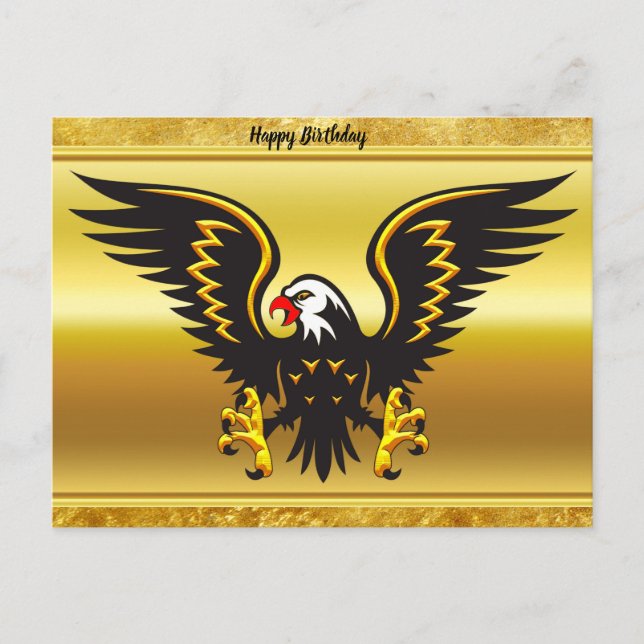 Comic strip Black and Gold eagle with gold foil Postcard (Front)