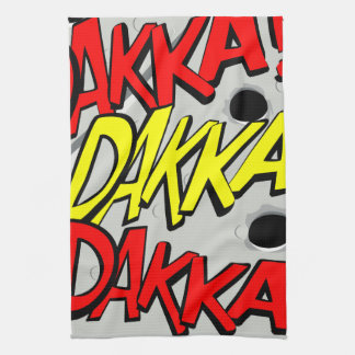 Comic-strip tea towel – dakka, dakka, dakka!