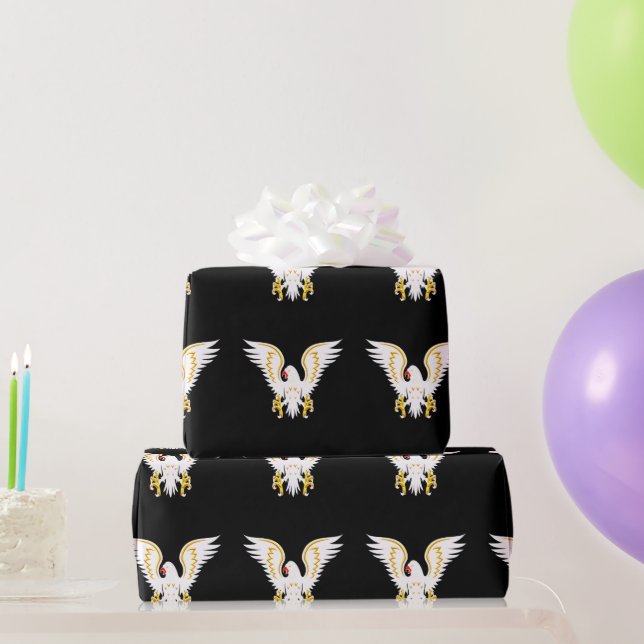 Comic strip White and Gold eagle with gold wings Wrapping Paper (Party Gifts)