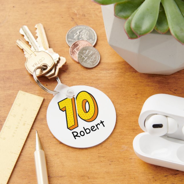 Comic Style 70th Birthday Golfer Gift – Funny Keychain (Desk)