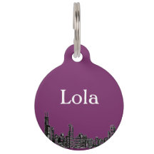 Comic Style City Skyline Colourful Pet Tag