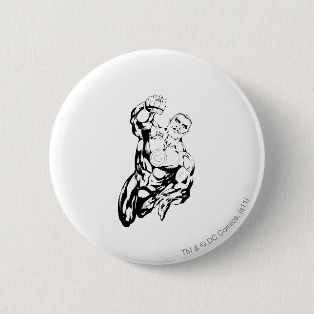 Comic Style - Flying Up, Black and White 2 Inch Round Button (Front)
