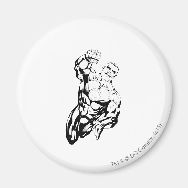 Comic Style - Flying Up, Black and White Magnet (Front)