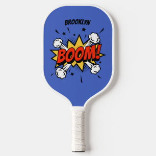Comic style fun boom typography pop art pickleball paddle