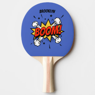 Comic style fun boom typography pop art ping pong paddle