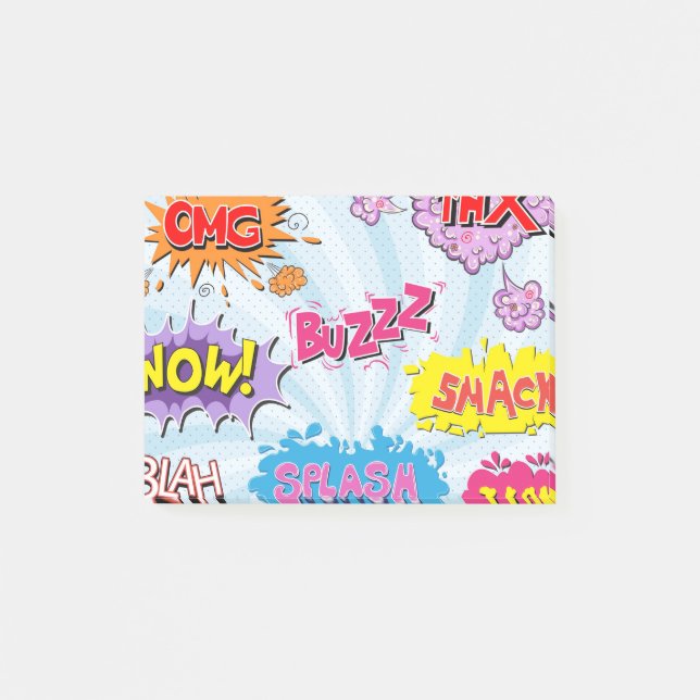 Comic Style Girly Super Hero Design Post-it Notes (Front)
