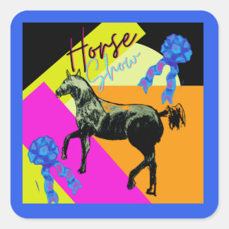 comic style horse show square sticker