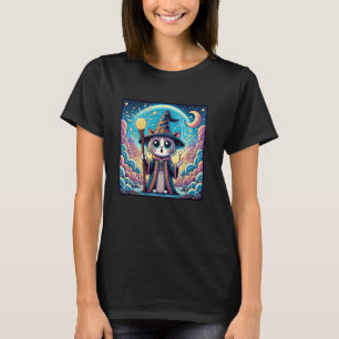Comic Style Kitten Lover Funny Reaction Wizard Cat T-Shirt