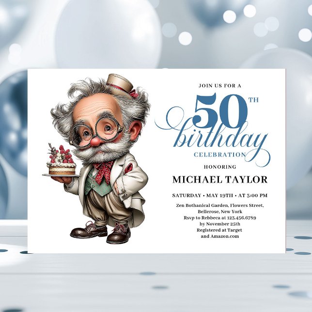 Comic Style Man Turning 50 Fun Party Invitation (Comic Style Man Turning 50 Fun Party Invitation)