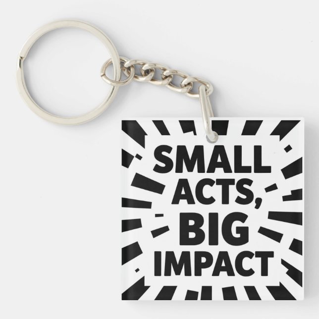 Comic-Style Motivational Illustration – "SMALL ACT Keychain (Front)