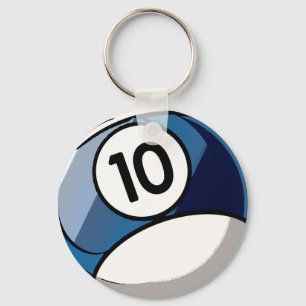 Comic Style Number 10 Billiards Ball Keychain