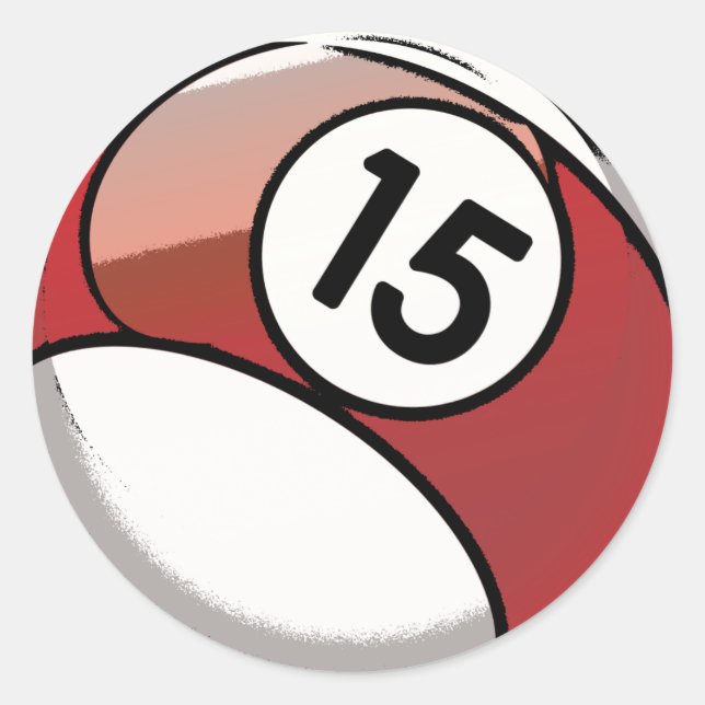 Comic Style Number 15  Billiards Ball Classic Round Sticker (Front)