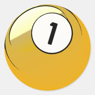 Comic Style Number 1 Billiards Ball Classic Round Sticker