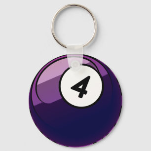 Comic Style Number 4 Billiards Ball Keychain
