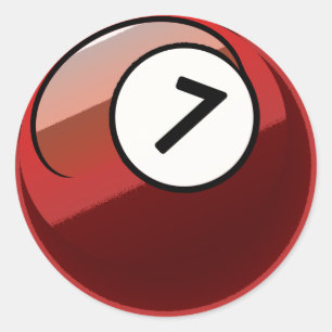 Comic Style Number 7 Billiards Ball Classic Round Sticker