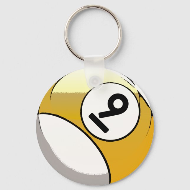 Comic Style Number 9 Billiards Ball Keychain (Front)
