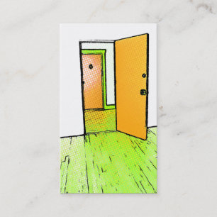 comic style open door : real estate business card