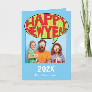 Comic Style Personalized Photo Happy New Year Card