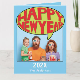 Comic Style Personalized Photo Happy New Year Card
