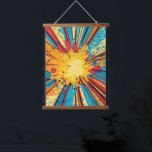 Comic Style Pop Art Explosion (11) Hanging Tapestry<br><div class="desc">A bold and dynamic comic-style explosion tapestry inspired by classic pop art. Featuring vibrant bursts,  halftone dots,  and explosive energy in vivid blue,  yellow,  red and black tones,  this artwork captures the retro comic book feel with a modern twist. Ideal for fun,  energetic themes that demand attention and nostalgia.</div>