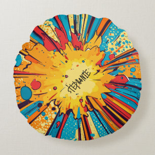 Comic Style Pop Art Explosion (11) Round Pillow