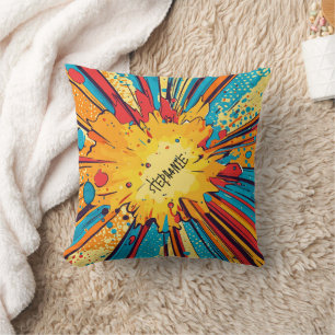 Comic Style Pop Art Explosion (11) Throw Pillow