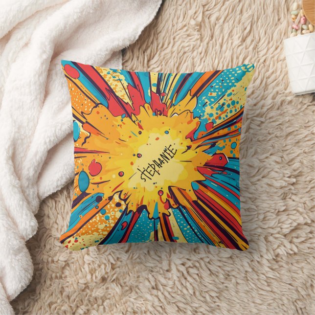 Comic Style Pop Art Explosion (11) Throw Pillow (Blanket)