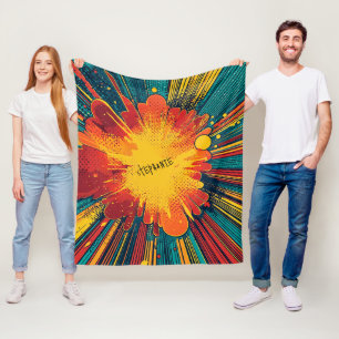 Comic Style Pop Art Explosion (1) Fleece Blanket