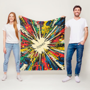 Comic Style Pop Art Explosion (2) Fleece Blanket