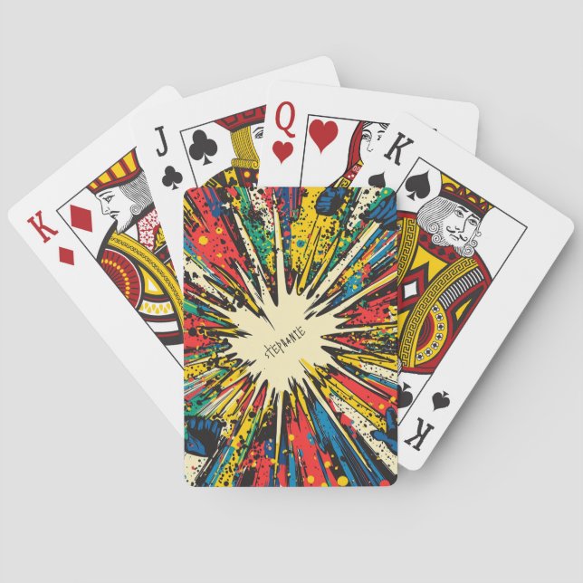 Comic Style Pop Art Explosion (2) Playing Cards (Back)