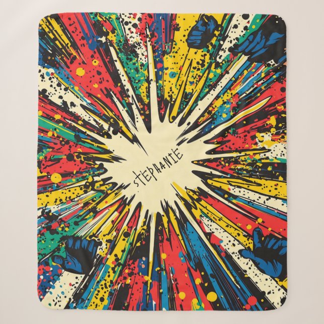 Comic Style Pop Art Explosion (2) Sherpa Blanket (Front)