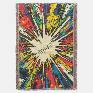 Comic Style Pop Art Explosion (2) Throw Blanket