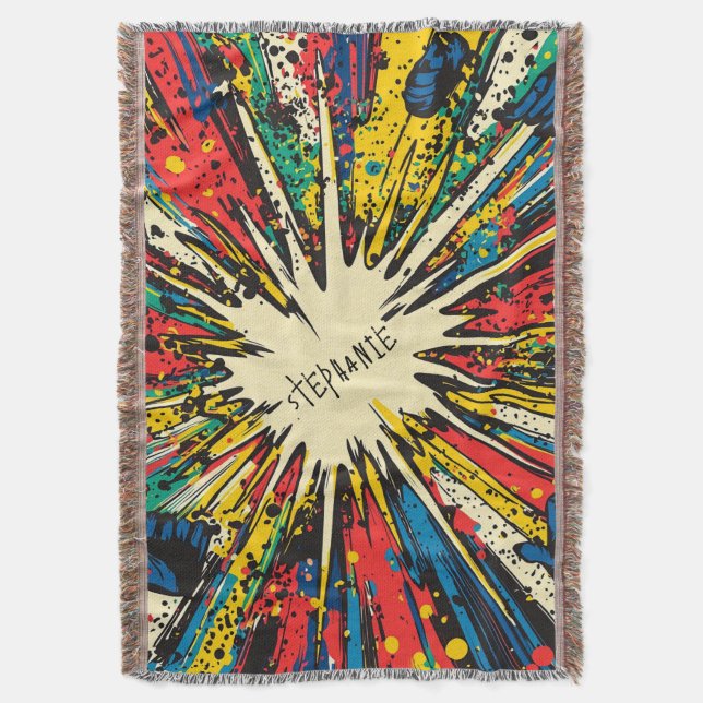 Comic Style Pop Art Explosion (2) Throw Blanket (Front Vertical)
