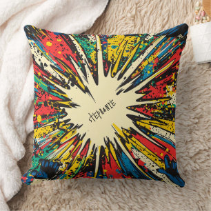 Comic Style Pop Art Explosion (2) Throw Pillow