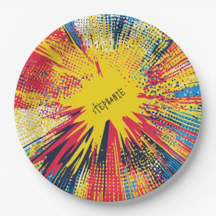 Comic Style Pop Art Explosion (3) Paper Plate