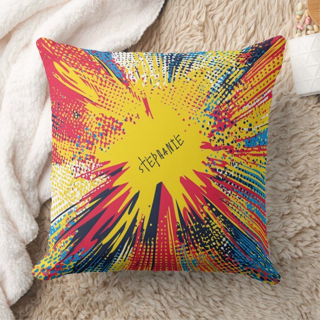 Comic Style Pop Art Explosion (3) Throw Pillow (Blanket)