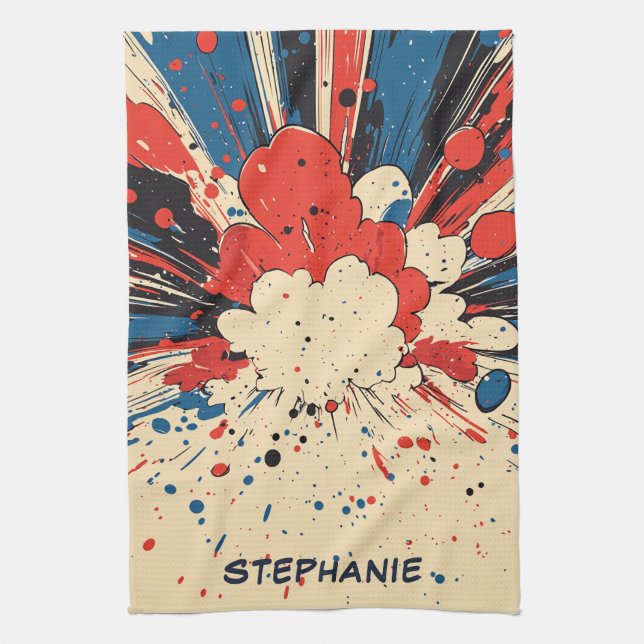 Comic Style Pop Art Explosion (4) Kitchen Towel (Vertical)