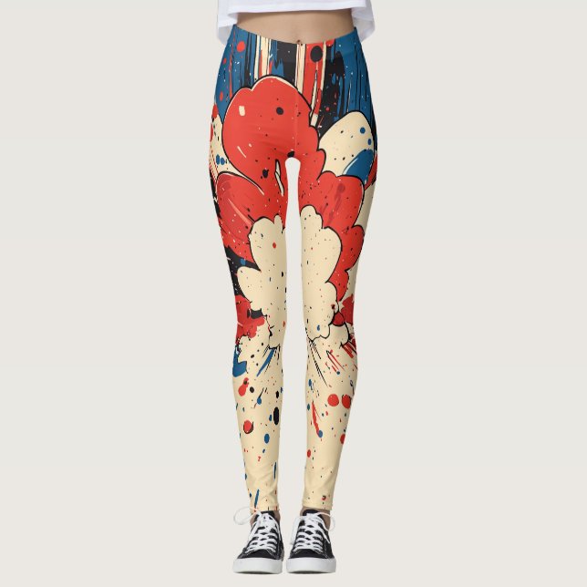 Comic Style Pop Art Explosion (4) Leggings (Front)