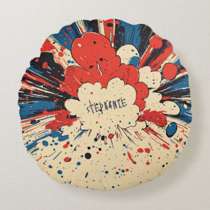 Comic Style Pop Art Explosion (4) Round Pillow